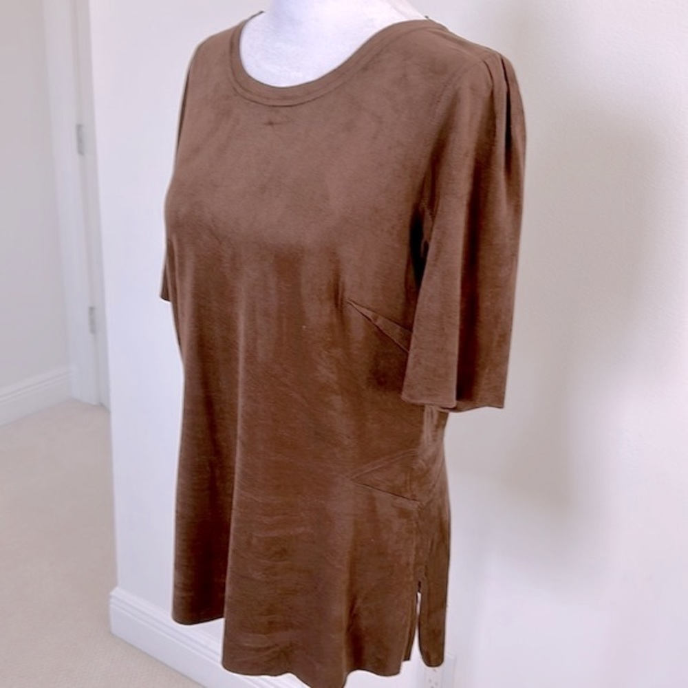 SALE: Byron Lars beauty mark Short Sleeve Top, Like Suede,Very Light, Size 8